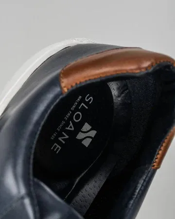 Sloane Mens Bolt Leather Trainers Navy