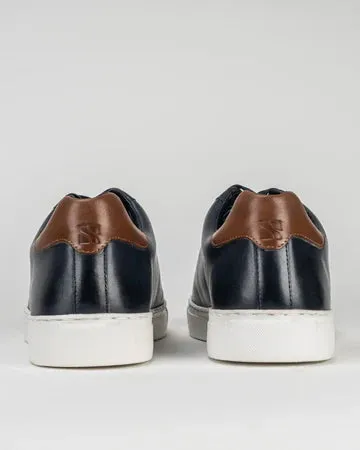 Sloane Mens Bolt Leather Trainers Navy