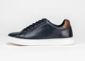 Sloane Mens Bolt Leather Trainers Navy