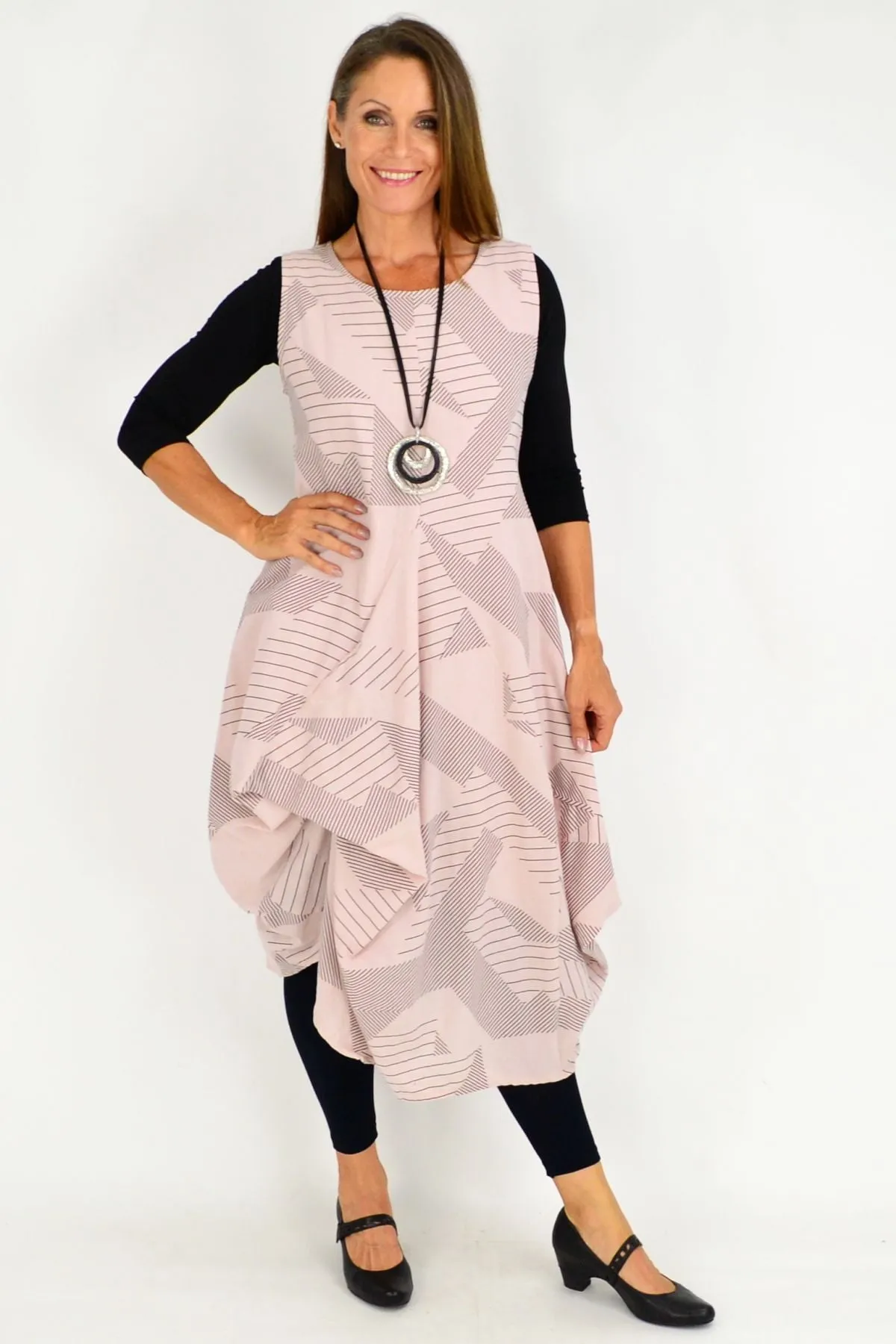 Soft Pink Vanessa Panel Cotton Tunic Dress