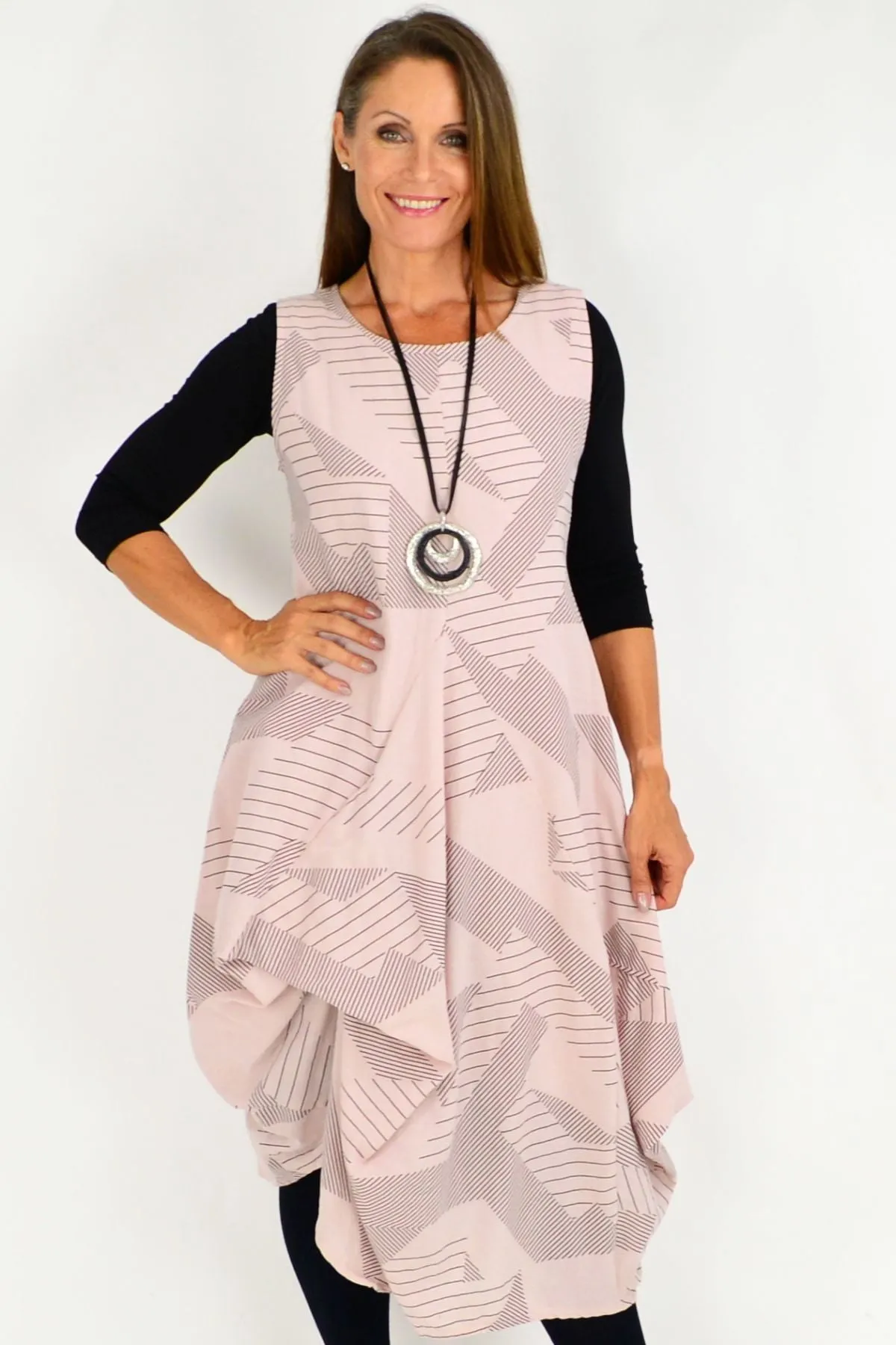 Soft Pink Vanessa Panel Cotton Tunic Dress