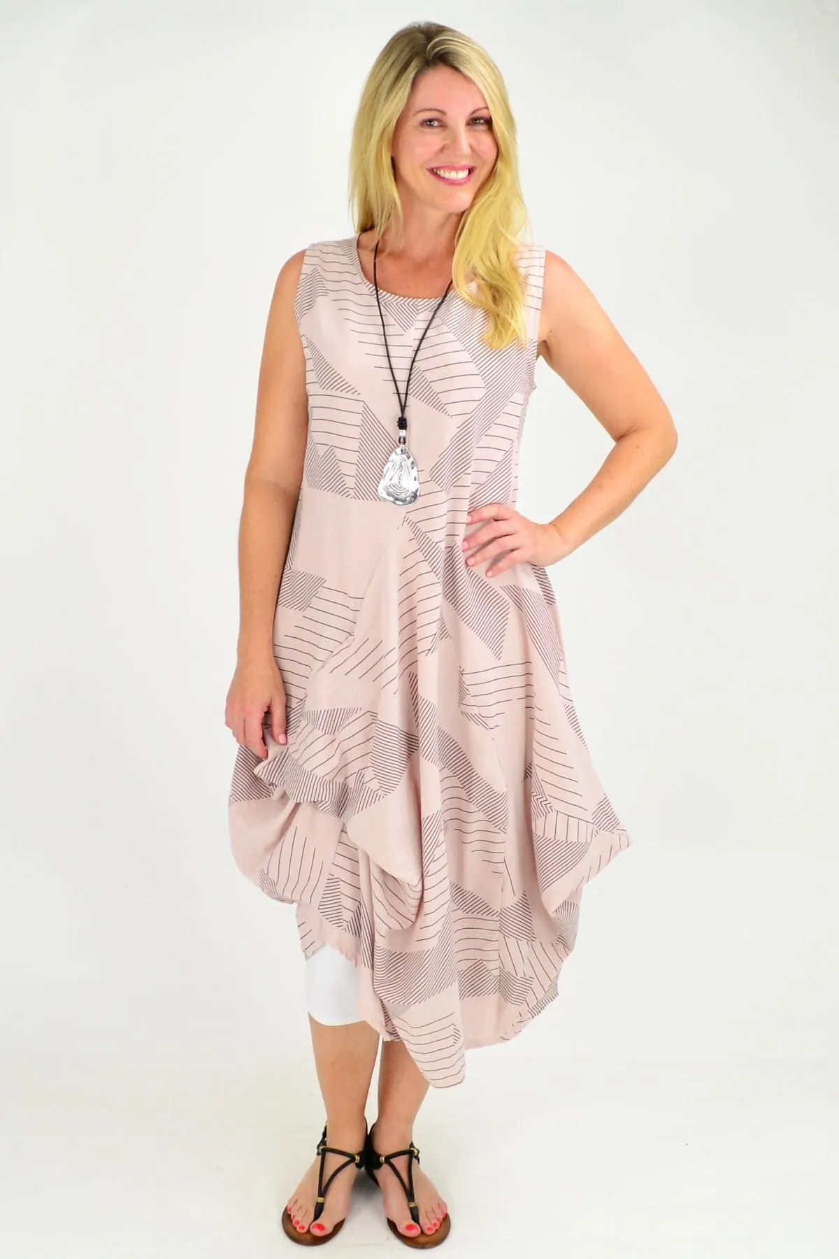 Soft Pink Vanessa Panel Cotton Tunic Dress