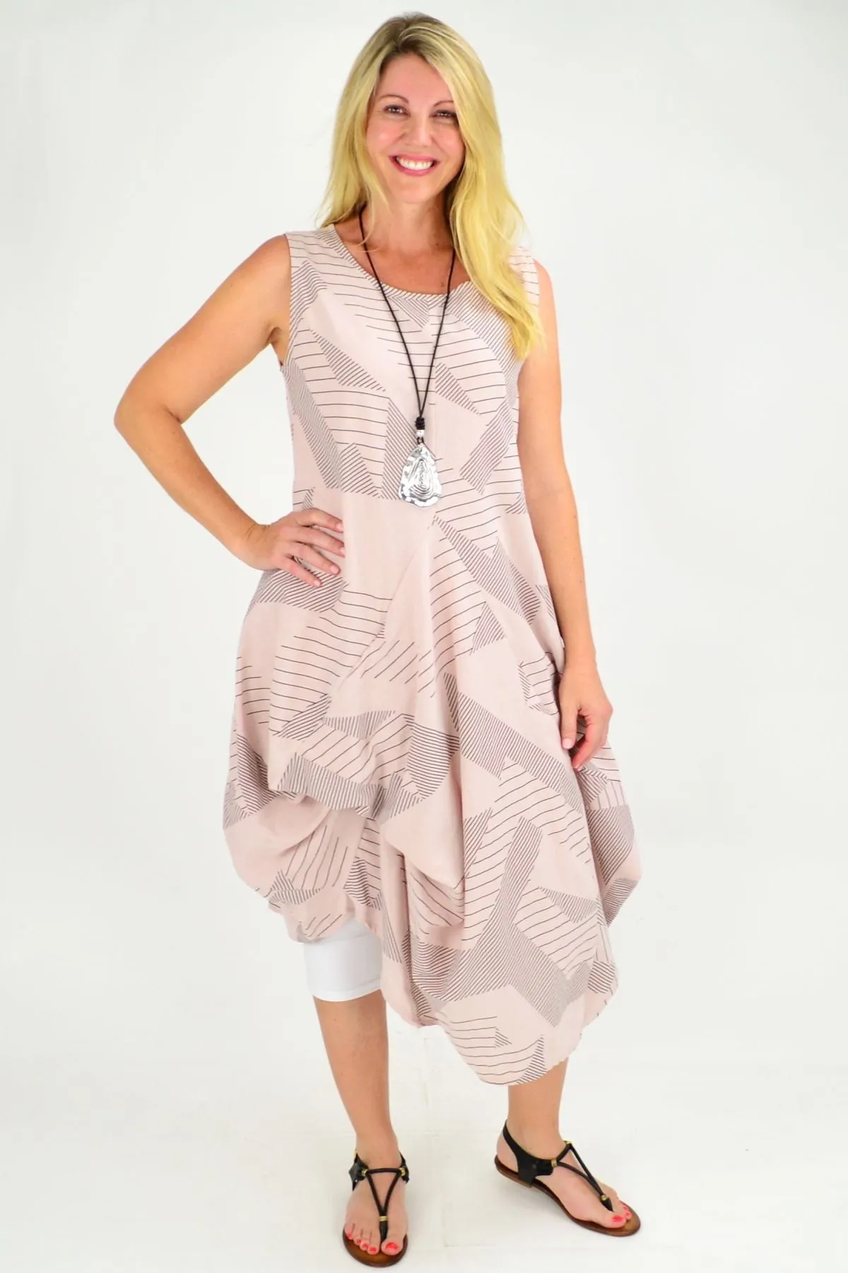 Soft Pink Vanessa Panel Cotton Tunic Dress