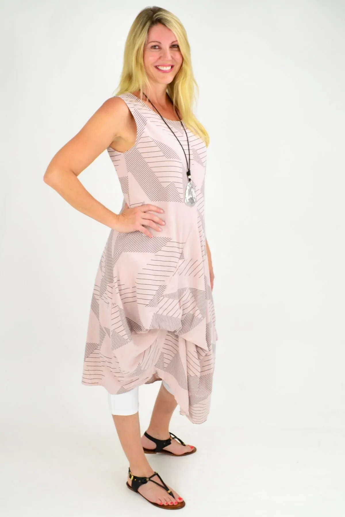 Soft Pink Vanessa Panel Cotton Tunic Dress