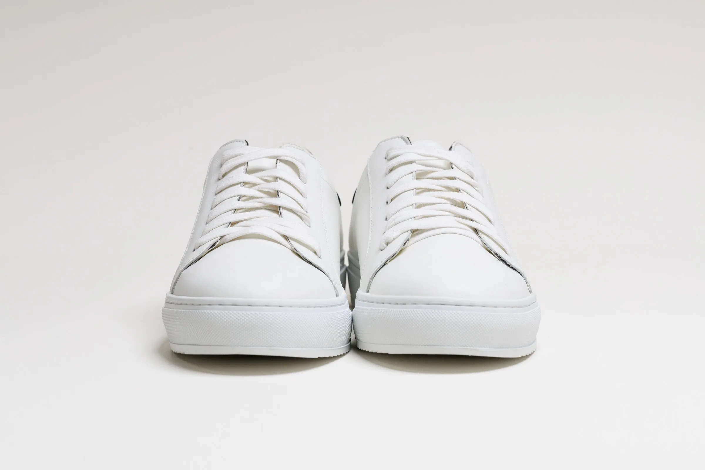 Spanish White Leather Low Top With Black & Red Leather Finishing