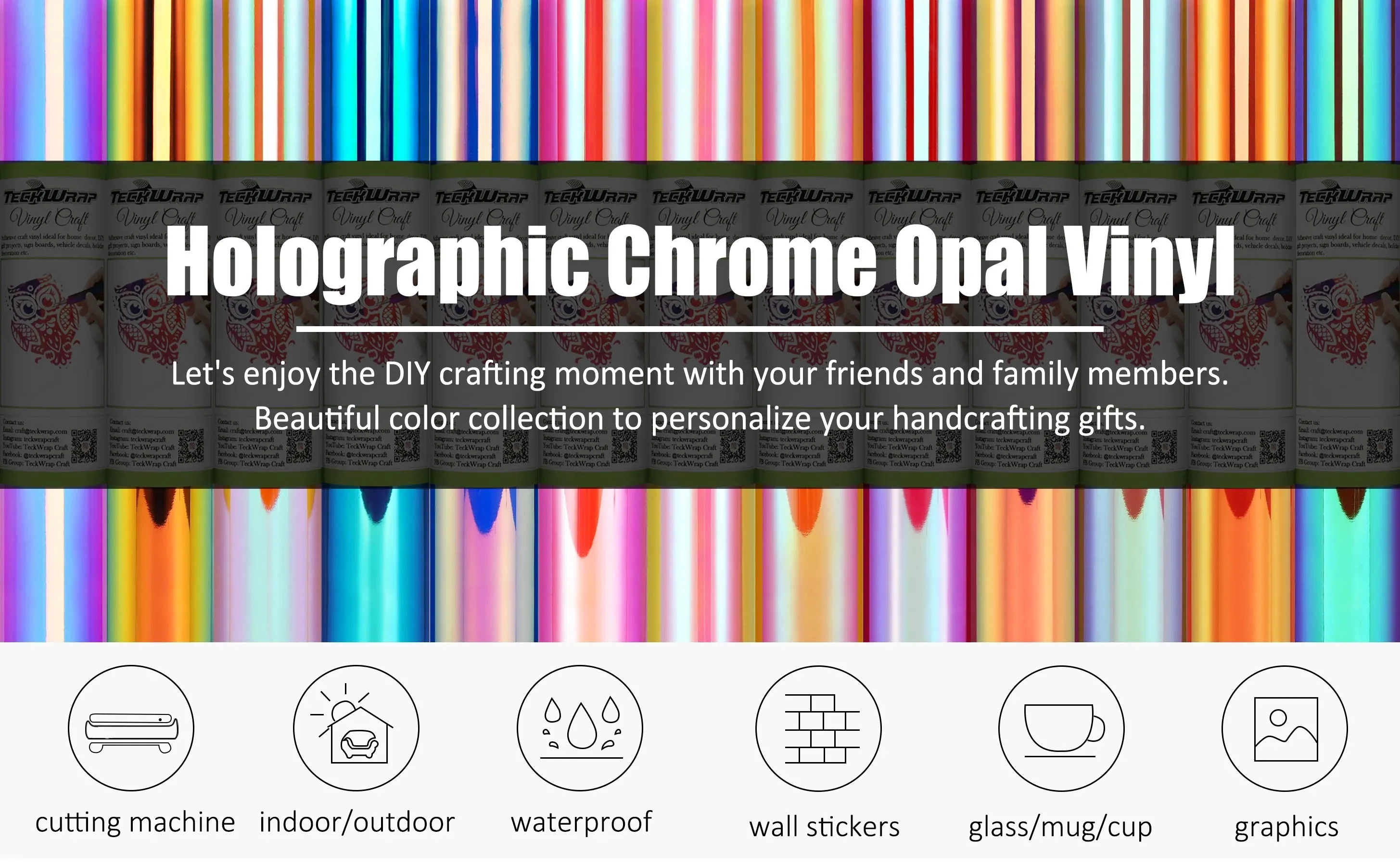 TeckWrap Opal Adhesive Vinyl - Hot Pink | Dazzling Chrome Finish | Ideal for DIY Projects