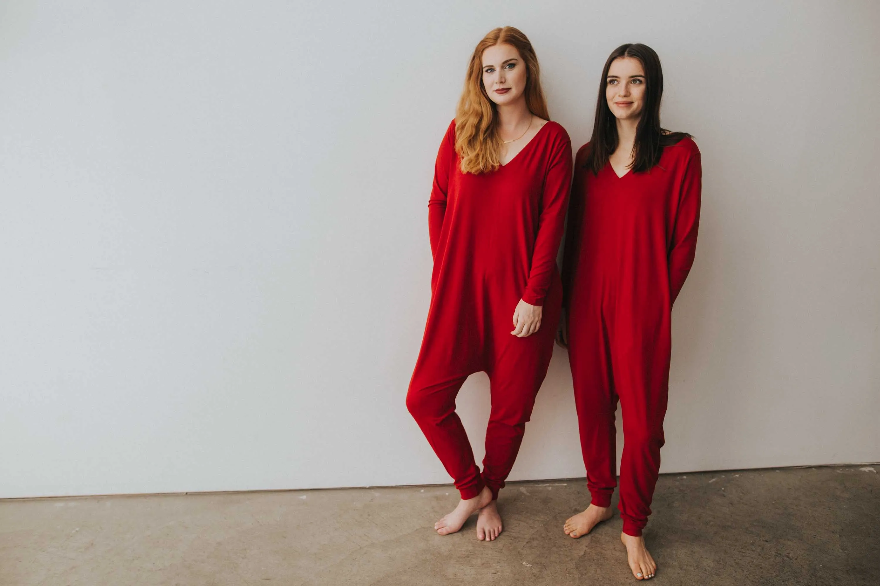The Long Sleeve Romper in Red