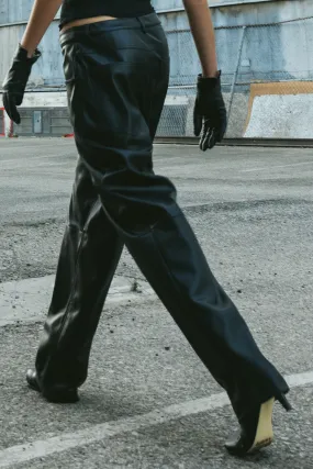 VEGAN LEATHER BOYFRIEND TROUSER