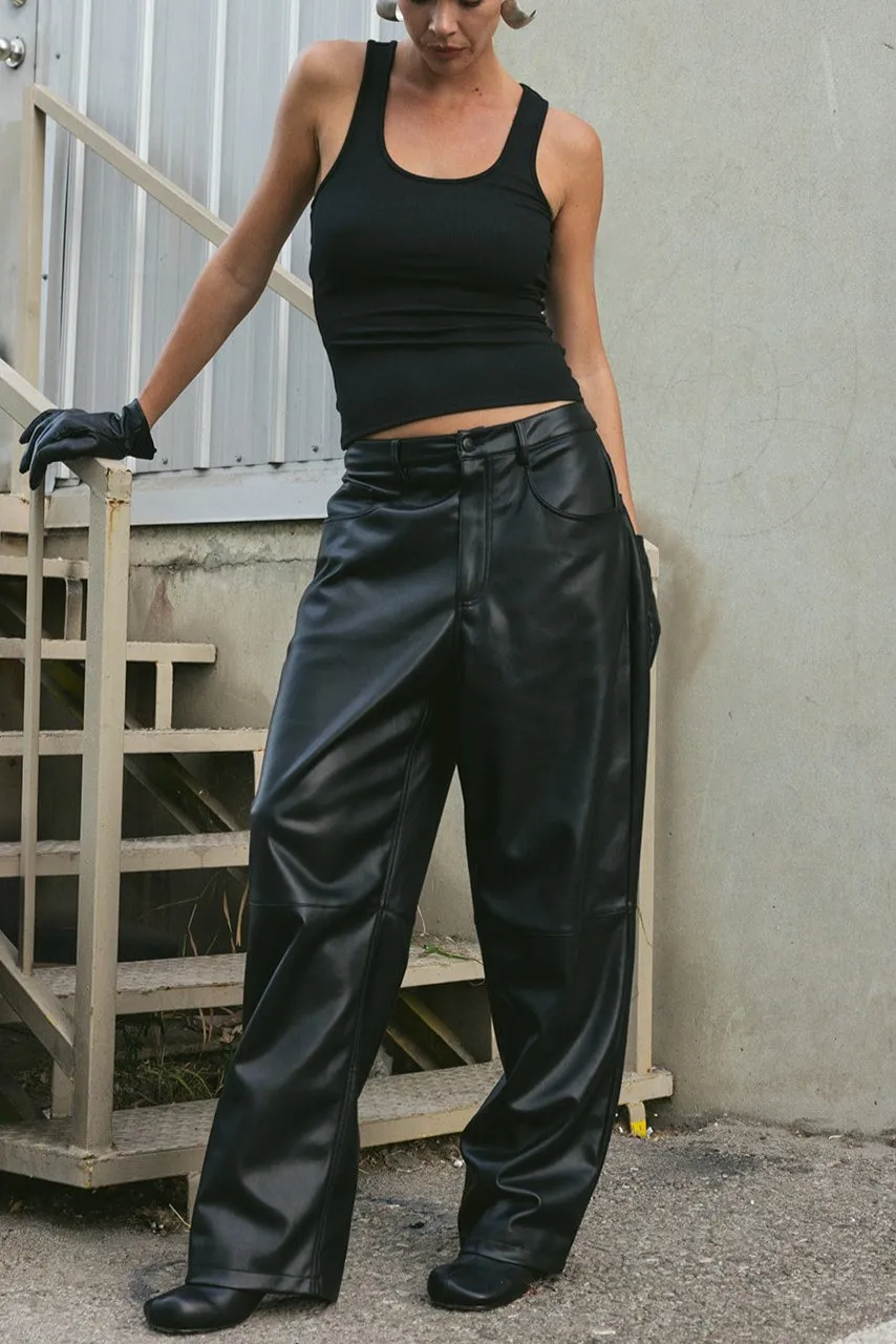 VEGAN LEATHER BOYFRIEND TROUSER
