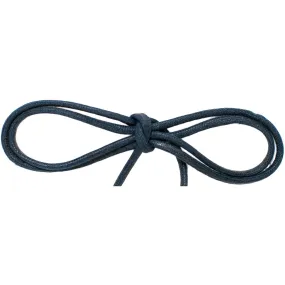 Waxed Cotton Thin Round Dress Laces Custom Length with Tip - Navy (1 Pair Pack) Shoelaces