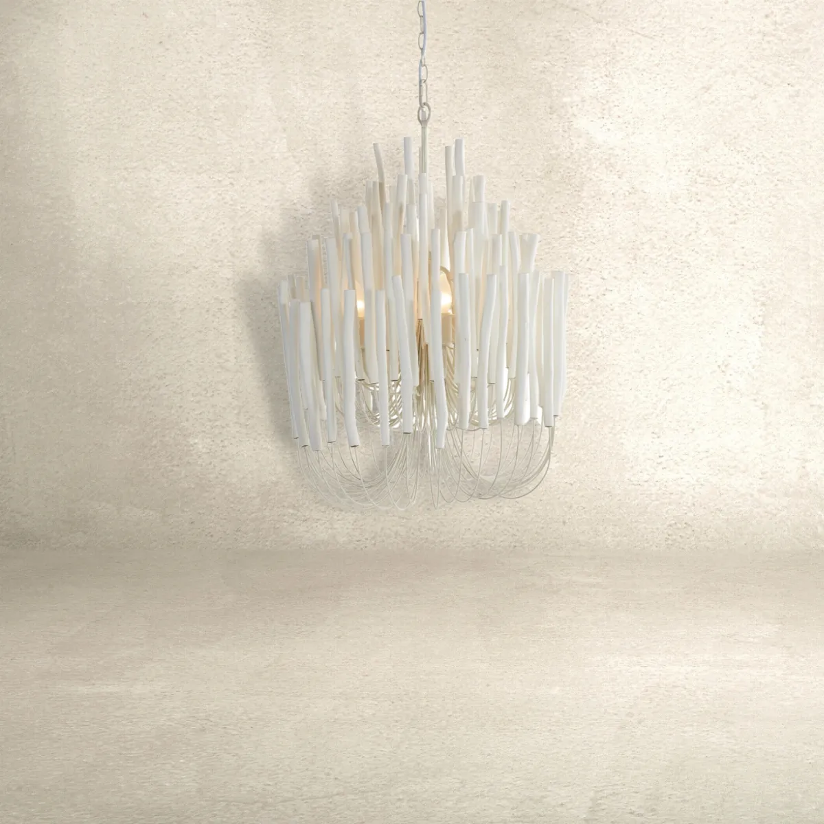 WOOD CANDLESTICK PENDANT WHITE