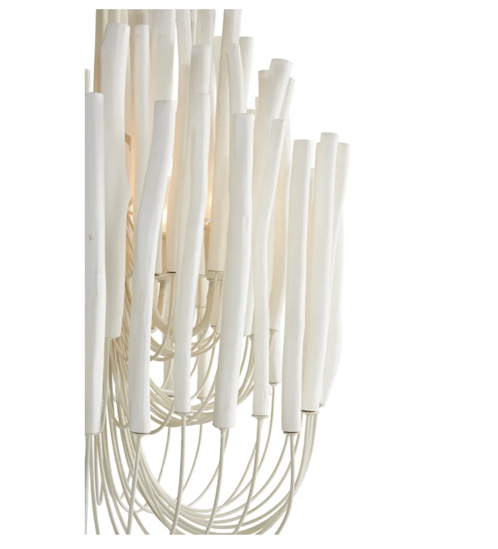 WOOD CANDLESTICK PENDANT WHITE
