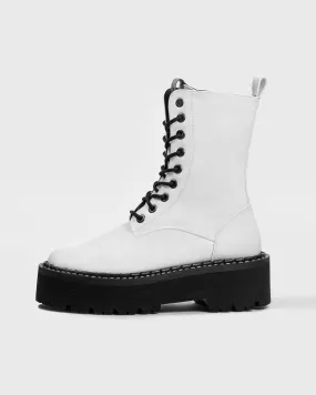 Worker Monster Cactus Leather Boots White