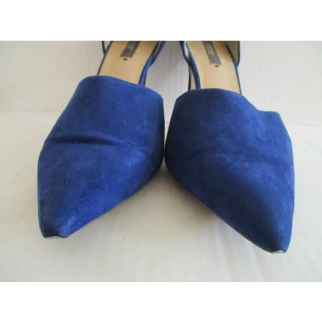 Zara Royal Blue D Orsay Suede Pumps Size Us