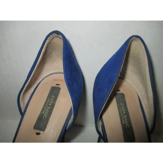 Zara Royal Blue D Orsay Suede Pumps Size Us